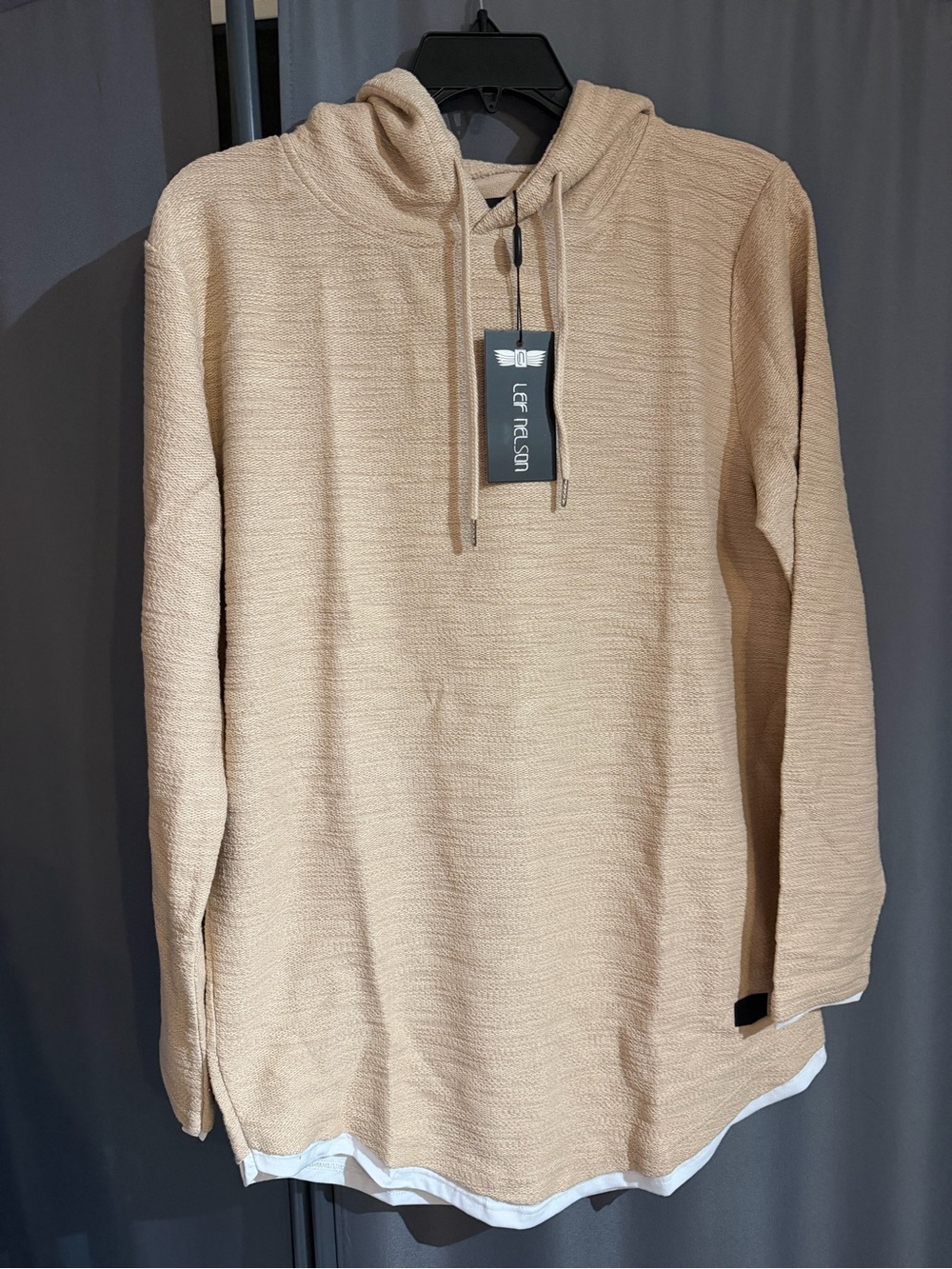 NWT Leif Nelson Beige Hoodie Size XXL